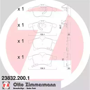 Комплект тормозных колодок дискового тормоза ZIMMERMANN 23832.200.1