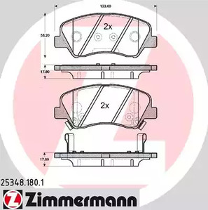 Колодки тормозные ZIMMERMANN 25348.180.1
