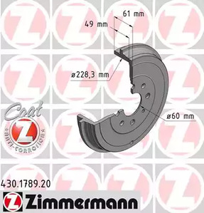 Барабан тормозной ZIMMERMANN 430.1789.20