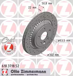 Диск тормозной ZIMMERMANN 610.3718.52